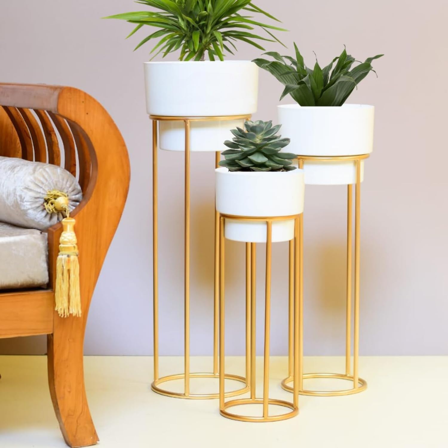 HOME DECO Anti Rust Metal Plant Stand for balcony Planter stand for living room -Mid Century Plant Stand/ Pot stand for outdoor & Indoor plants Plant Stand With Pot For home decor (whit) (B0CV4HD4VR) Amazon Price History, Amazon Price Tracker