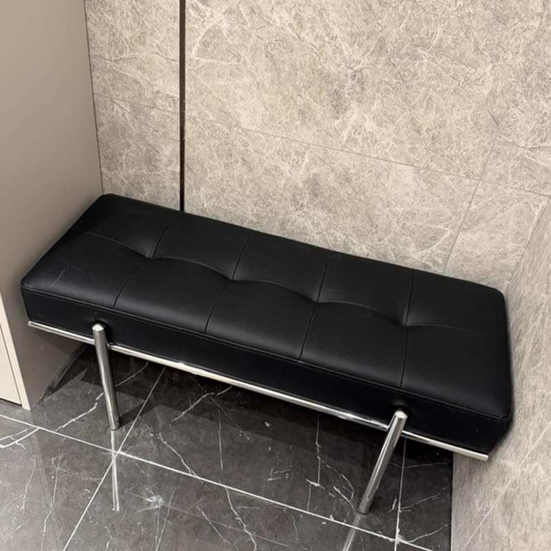 Banco tapizado para zapatos de entrada con base de acero inoxidable resistente para organización de sala de estar y pasillo