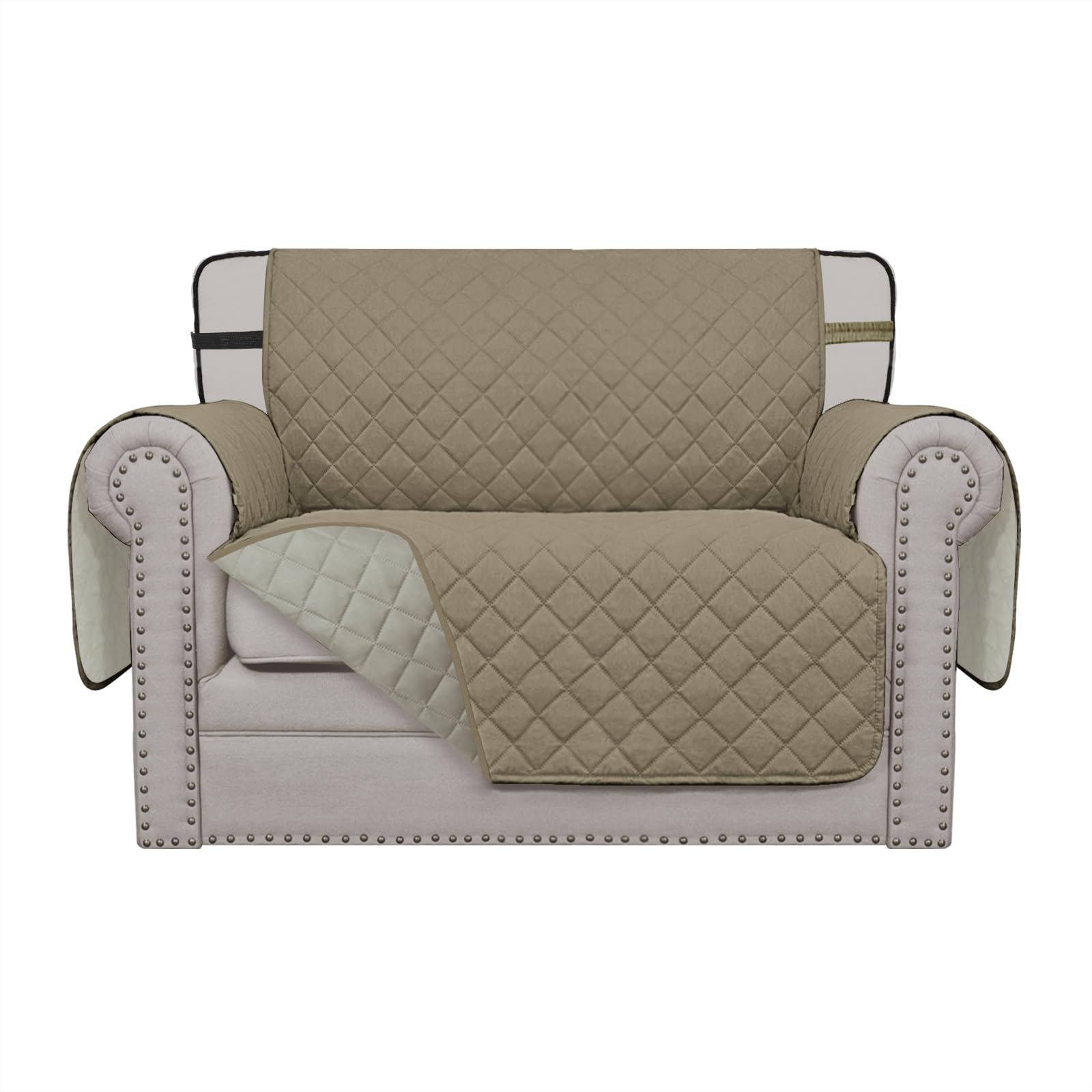 Easy-Going Reversible Chair Cover Washable Sofa Cover for Dogs Water Resistant Couch Slipcover Furniture Protector Cover with Adjustable Straps for Pets (Chair 30 in, Beige/Beige)