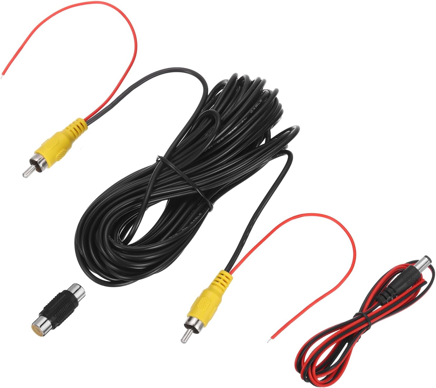 sourcing map Backup Camera RCA Video Cable, 10m/32.8ft RCA Car Rear Reverse Camera Video Extension Cable & Detection Wire for Truck Bus SUV, Male to Male, with Female to Female Coupler, DC Wire
