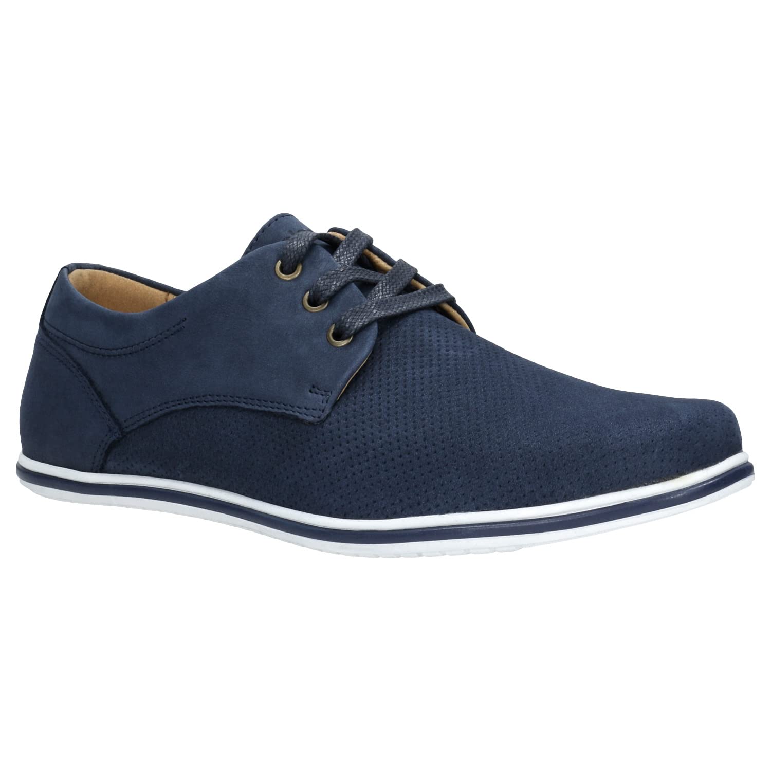 WOJAS - Półbuty Męskie | Skóra Nubukowa | Ażurowa Faktura | Styl Casual | 10019-26 - Granatowy