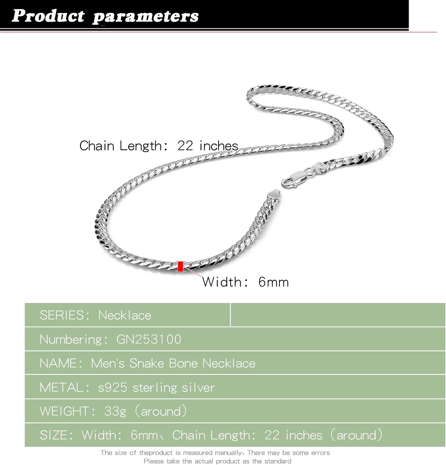 Dankadi Fashion Men 925 Sterling Silver Necklace 6MM 18 "20" 22 "24" 26" flat Snake Link Curb Chain Choker Punk Fine Jewelry gift - Image 3
