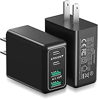 Vista 1 de Costyle - Cargador de pared USB C multipuerto, bloque de carga rápida de 40 W, 4 puertos, doble PD y QC, enchufe de pared doble tipo C, caja