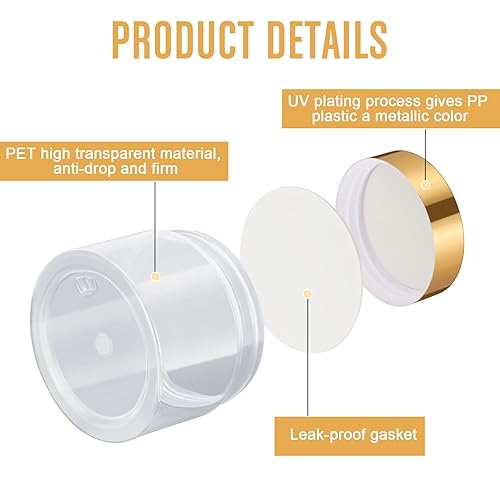 Miniatura 4 de Patelai 4 tarros redondos transparentes de boca ancha a prueba de fugas con tapas para almacenamiento de viajes, maquillaje, productos de belleza,