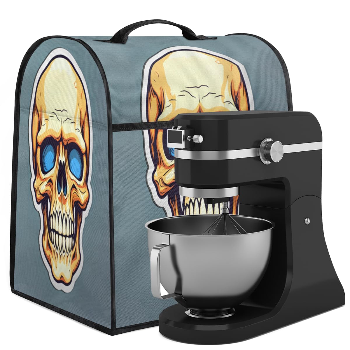 Coffee Maker Cover Skull Kitchen Appliance Covers Small Appliance Covers Blender Cover Juicer Cover Dust Covers for Kitchen Appliances with Top Handle and Pockets,Washable,C729