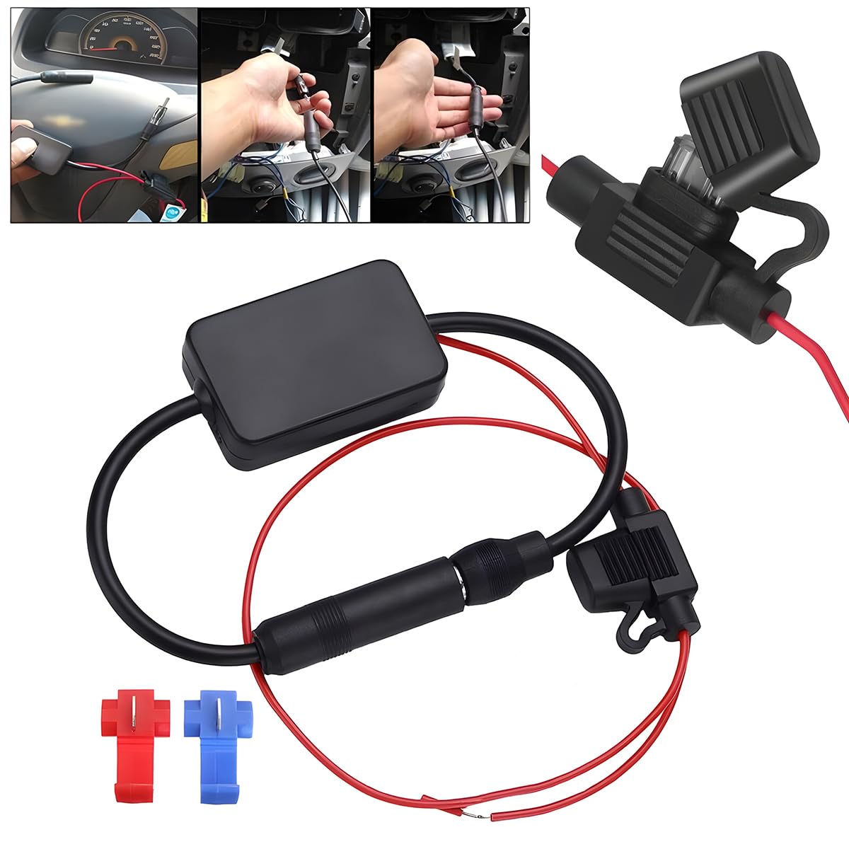 WANGCL Amplificatore di Segnale Autoradio, Universale Nero 12 V Auto Radio Antenna Segnale Antenna Amplificatore di Ricezione Booster WANGCL Amplificatore di Segnale Autoradio, Universale Nero 12 V Auto Radio Antenna Segnale Antenna Amplificatore di Ricezione Booster