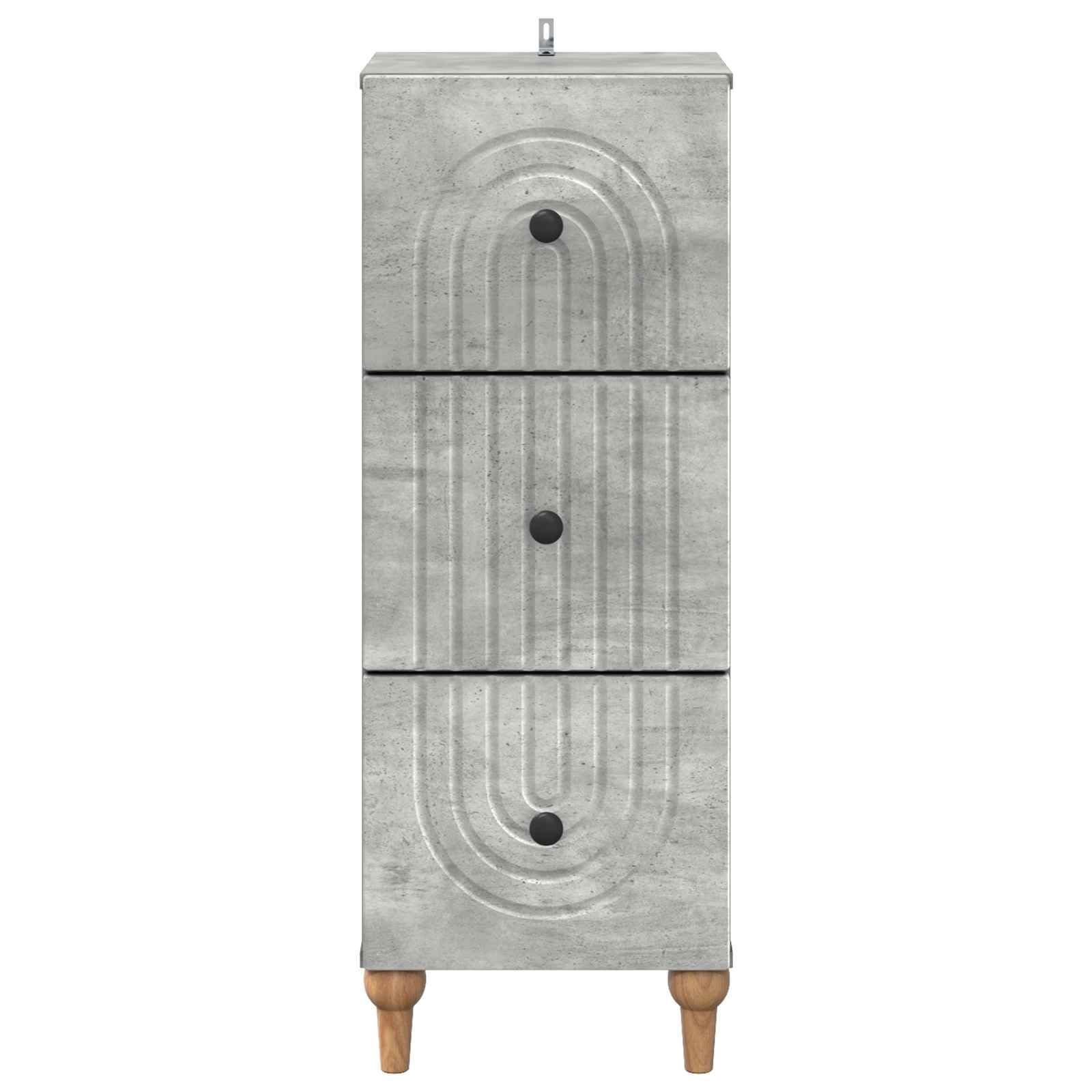 Cassettiera in legno grigio cemento, 33 x 34,5 x 90 cm, con 3 cassetti, per casa, ufficio, corridoio, garage, officina, per organizzazione e ordine