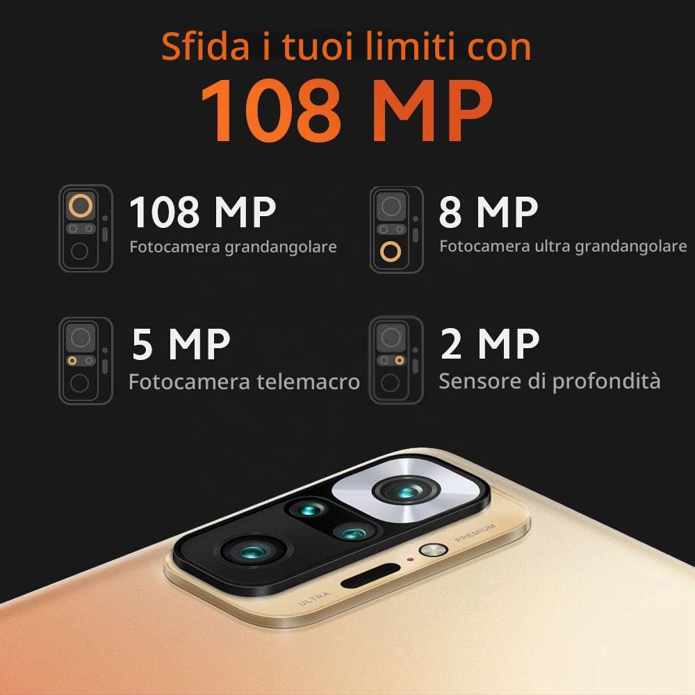 XIAOMI Redmi Note 10 Pro Smartphone 6GB 64GB 6.67" 120Hz AMOLED DotDisplay 108MP Wide-Angle Fotocamera 5020mAh (typ) Batteria NFC Dual SIM Card Blu [Versione Italiana]
