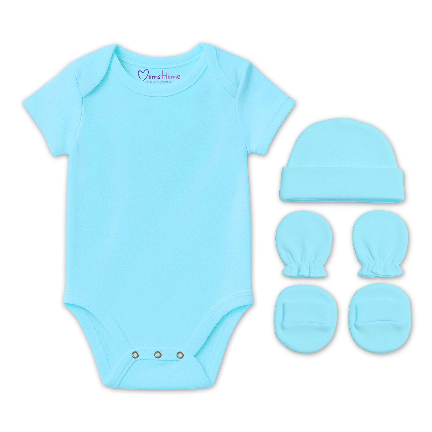 MOM'S HOME Organic Cotton Baby Onesies Gift Set | Rompers, Cap, Booties, Mittens Set/Newborn Essentials | Pack Of 4 |-image-15