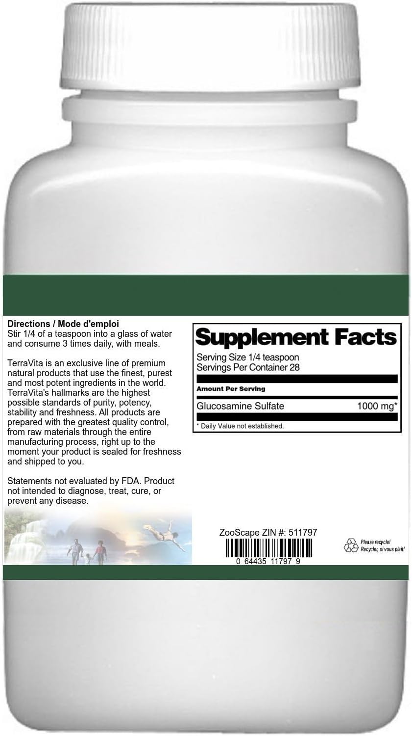 Terravita Glucosamine Sulfate Powder (1 oz, ZIN: 511797) - 3 Pack