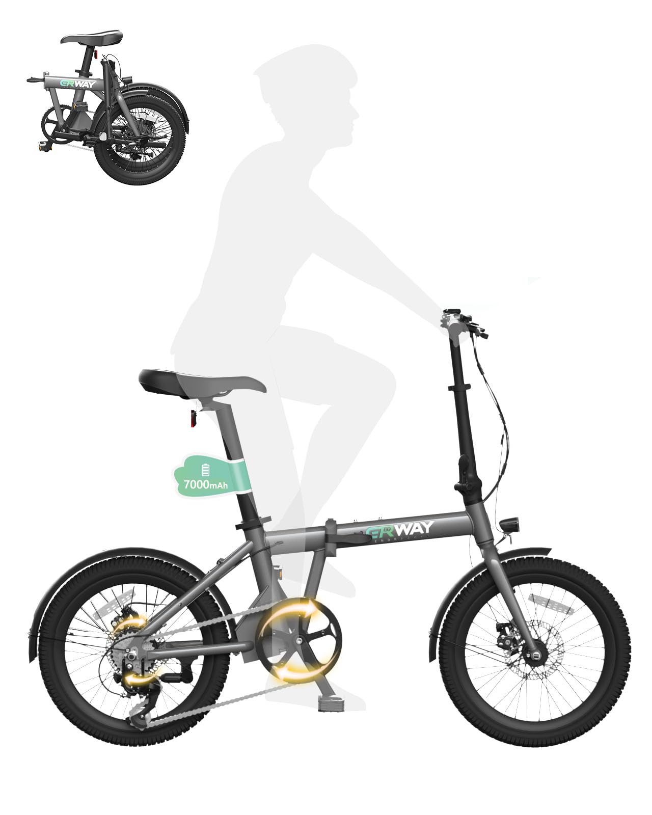 Amazon | ERWAY 電動自転車 折りたたみ 電動アシスト自転車 A01 型式