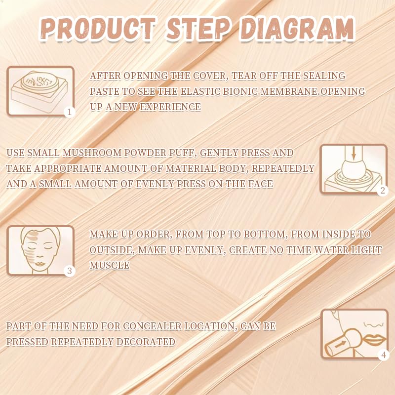 Hush Foundation for Older Women, 2026 New Mushroom Head Air Cushion CC Cream, Full Coverage Foundation for Older Women, BB Cream for All Skin Types (Natural) - Image 7