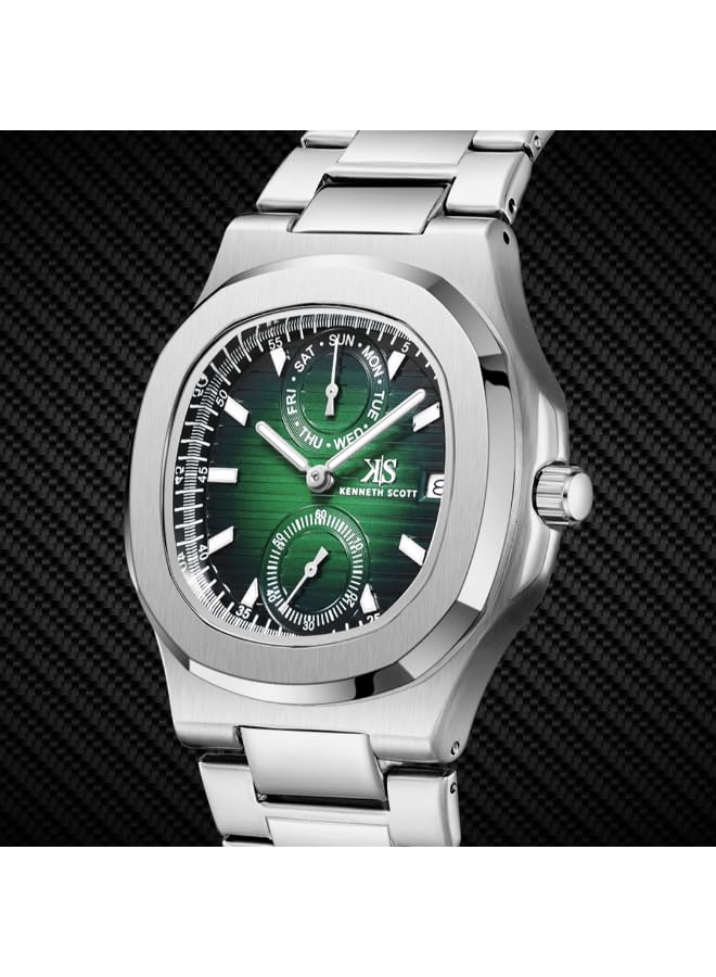 Image of Kenneth Scott Men's Watch, Analog Display and Stainless Steel Strap - K25002-SBSH, Silver