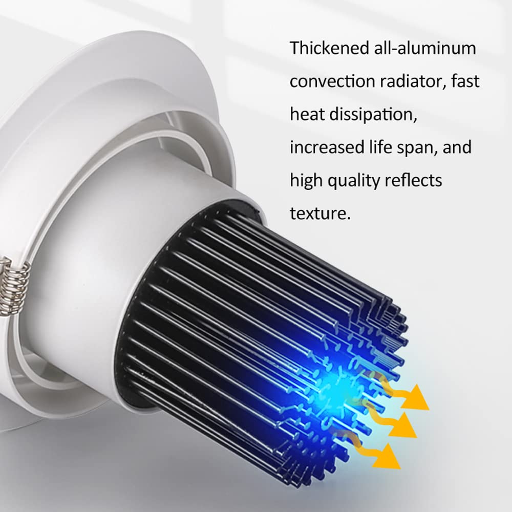 (Paquete de 2 7W-30W LED Gimbal Canless Downlight Kit de iluminación empotrable Ajustable Focos de Globo Ocular Redondos de 3/4/5/6 Pulgadas, 3 Colores seleccionables 3000K | 4000K | 6000K