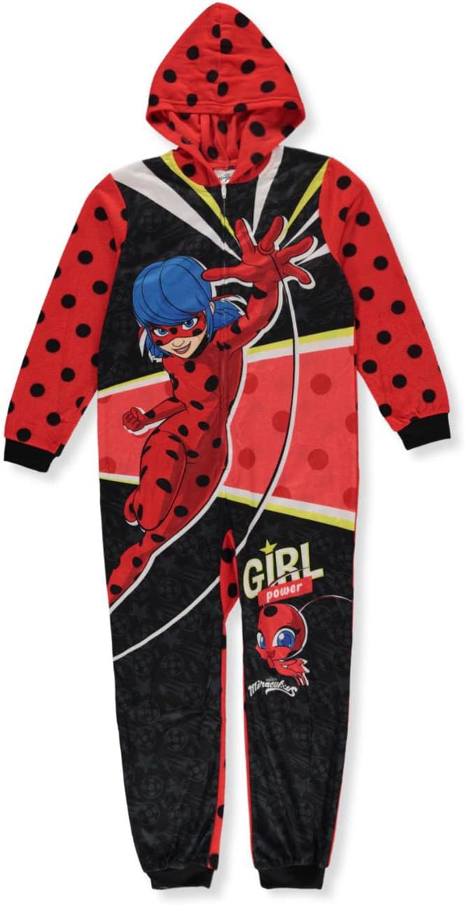 Komar Kids Miraculous Ladybug Girls Girl Power Full Zip Blanket Sleeper Hooded Pajama