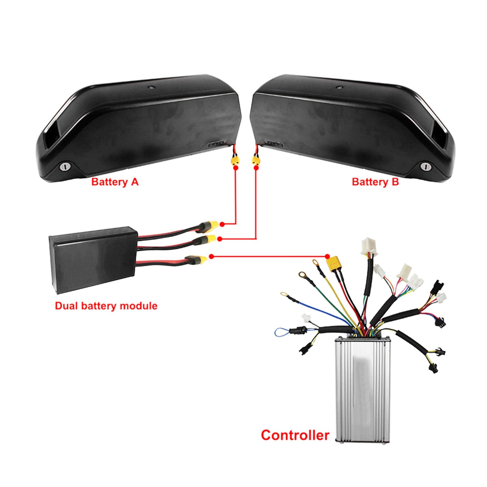 Keenso Converter de Descarga de Batería Doble, Adaptador de Módulo Paralelo de Batería de Equilibrio de 20-80V para un Motor de 250-3000W (40A)