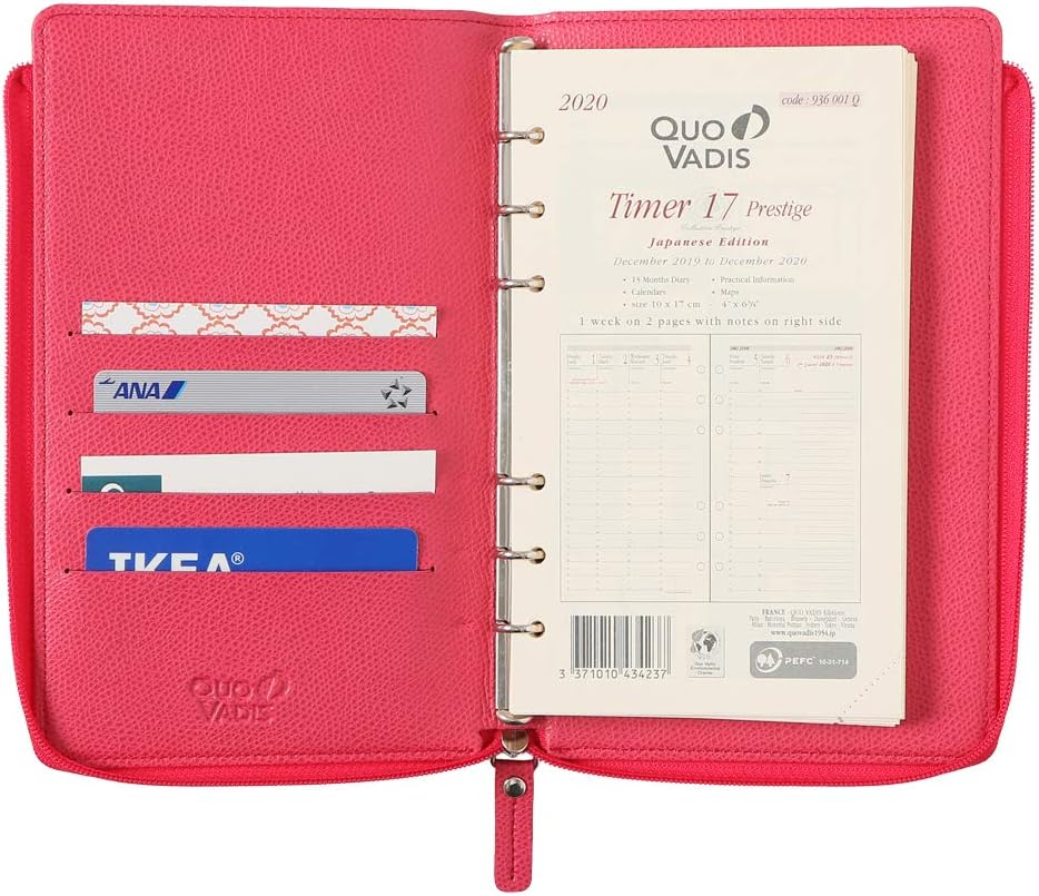 Quovadis QUOVADIS Timer17 qv93602ronvys Personal Organizer Cover, Bible Size, Timer 17 / Club, L Zip Cover, Slim, Navy