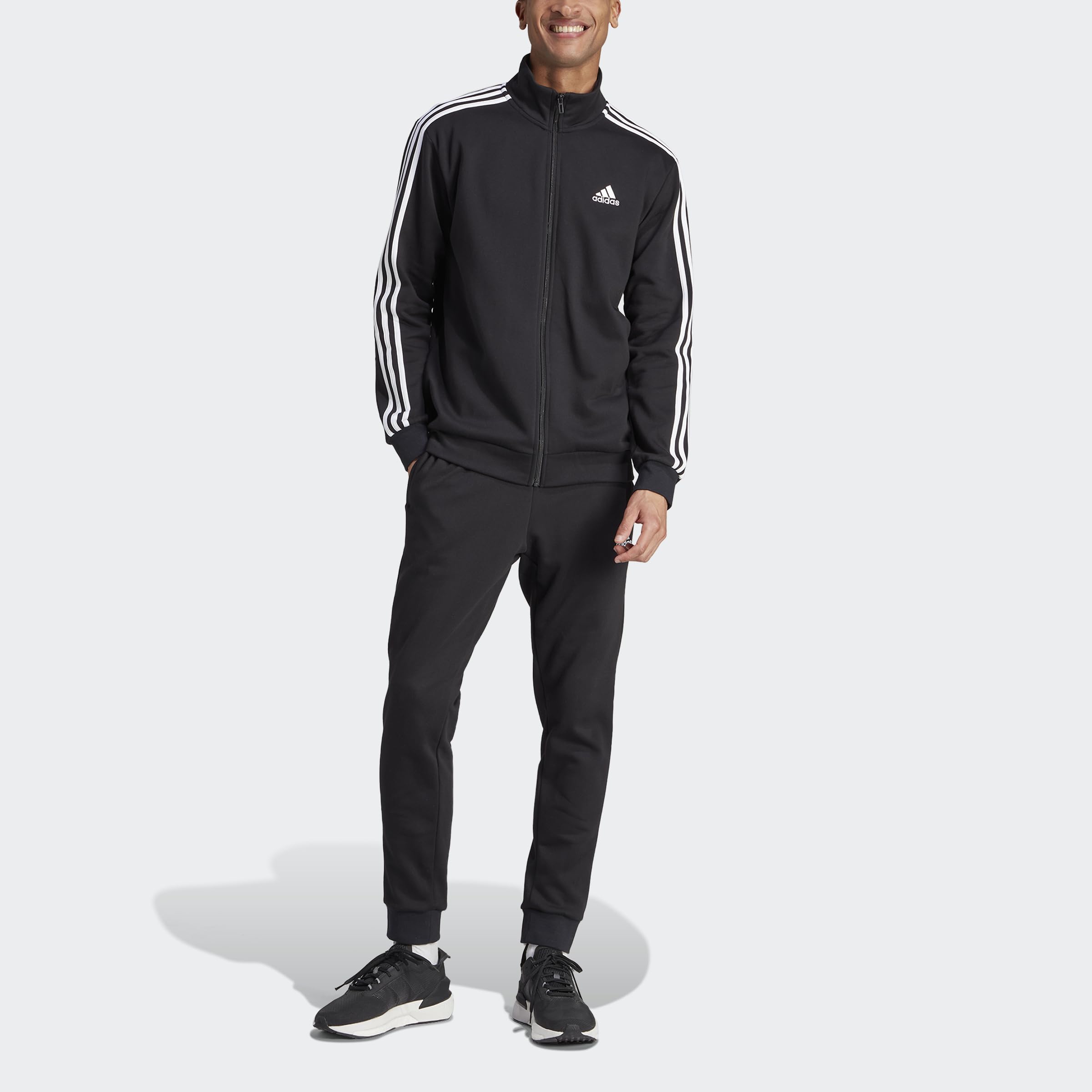 adidas Basic 3-stripes Fleece Track Suit Tuta da allenamento Uomo (Pacco da 1)