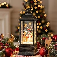 Vista 8 de Linterna de Globo de Nieve Navideño de 10" con Muñeco de Nieve de Granja, Globos de Nieve Giratorios Brillantes Iluminados con Música