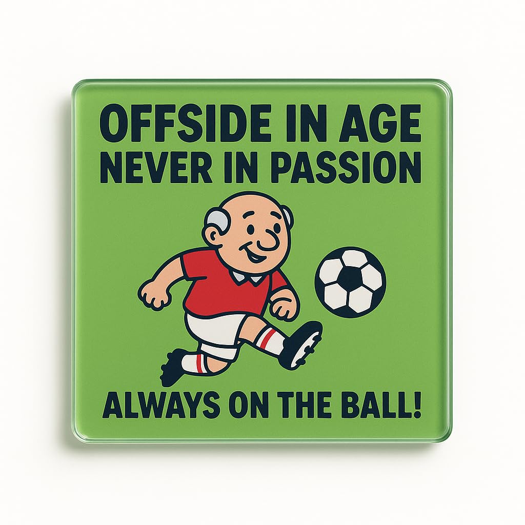 Funny Acrylic Coaster Gift for Grandad Birthday - Humorous Football Illustration Present for Coffee Table Decor