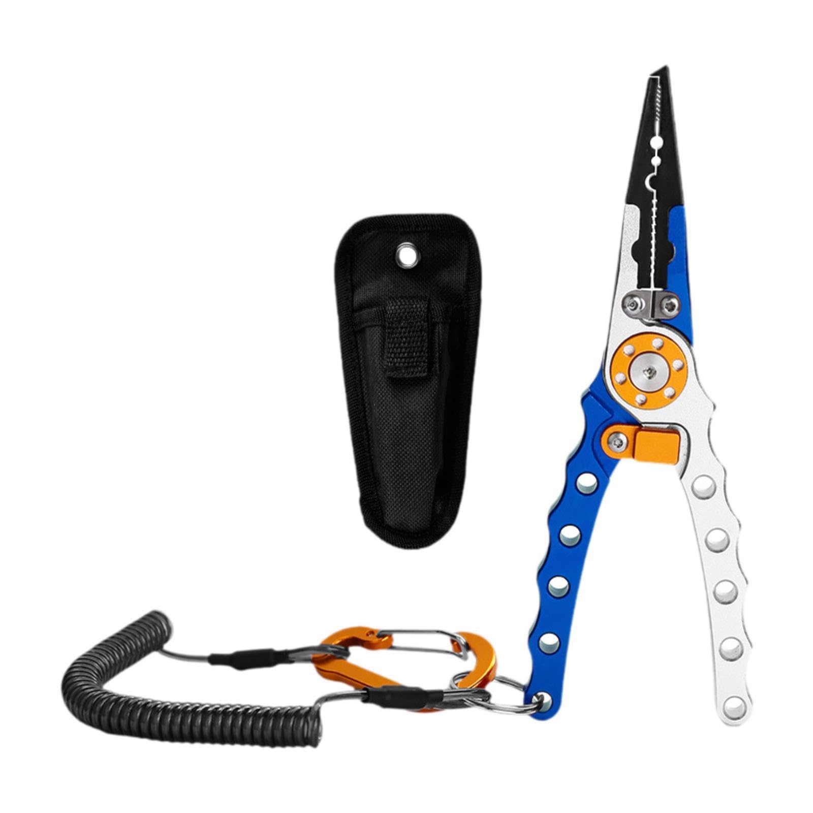 Gralara Fishing Pliers Aluminium Split Angelzange Multitool Hakenzieher Schnurtrenner mit Nylonetui Und Anti Verlust Seil für Heimgebrauch Angelausflug C