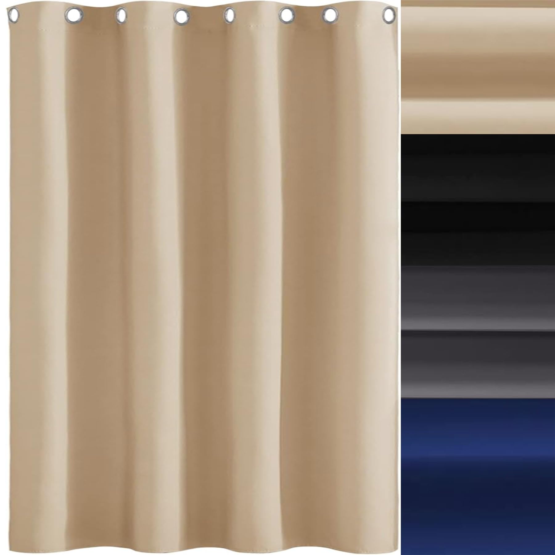 Tende da Cucina 1 Pezzi, 115 x 125 cm Tende Moderne con Anelli per Soggiorno Pannelli Divisori per Interni Lavabile, Tinta Unita Antirumore, Color Crema
