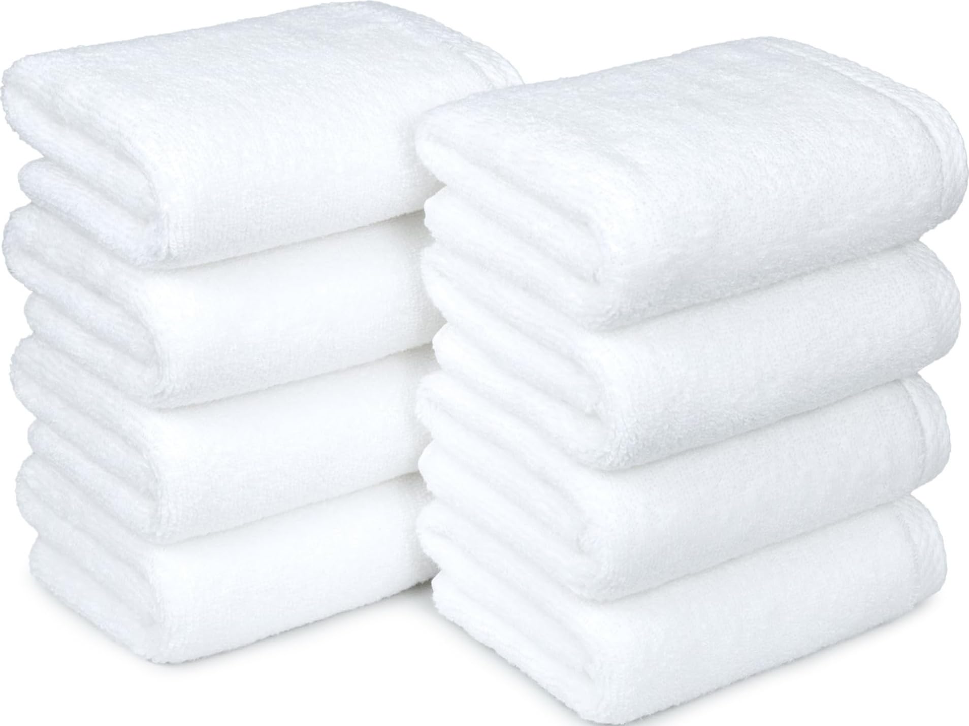 Amazon Basics 8-Pack Soft, Highly Absorbent, Quick-Dry Hand Towels, 100% Cotton, 28" x 16", White Hand Towel (Pack of 8) Hand Towel White