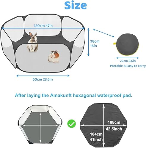 Miniatura 23 de Amakunft C&C - Corral para animales pequeños, corral para mascotas transparente y transpirable, valla abierta para ejercicio al aire libre / Verde