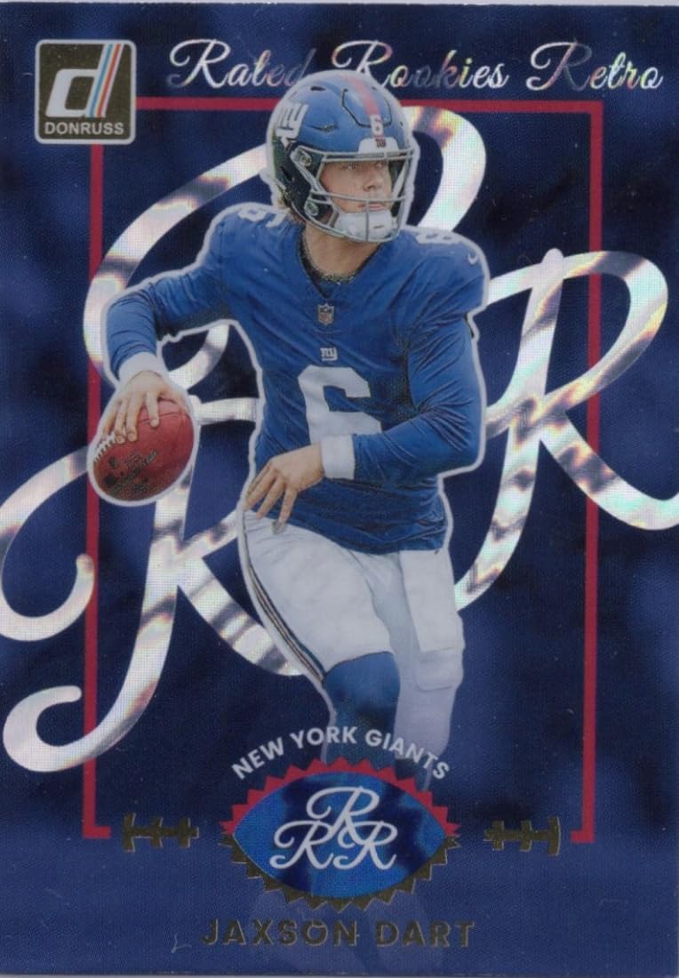 2025 Panini Donruss Jaxson Dart #1 Retro Rated Rookies New York Giants Rookie RC Football Card