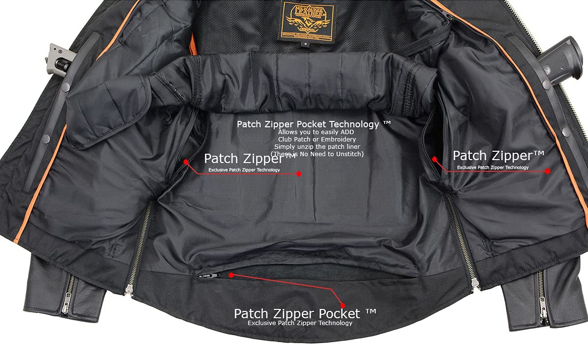 Milwaukee Leather LKM1710 Mens Black Classic Scooter Style Leather Motorcycle Jacket w Removable Thermal Liner — view 5