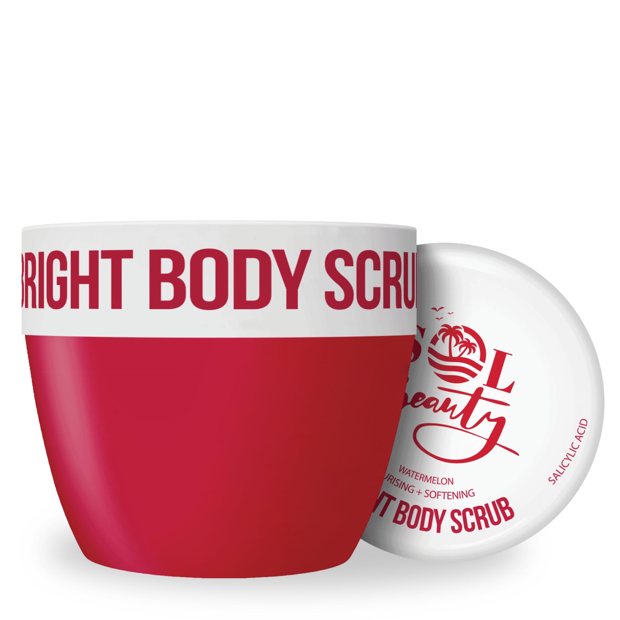 Sol Beauty Body Scrub, Watermelon Moisturising and Softening Sugar Scrub, Moisturising Vegan Friendly Exfoliating Body Scrub 300g