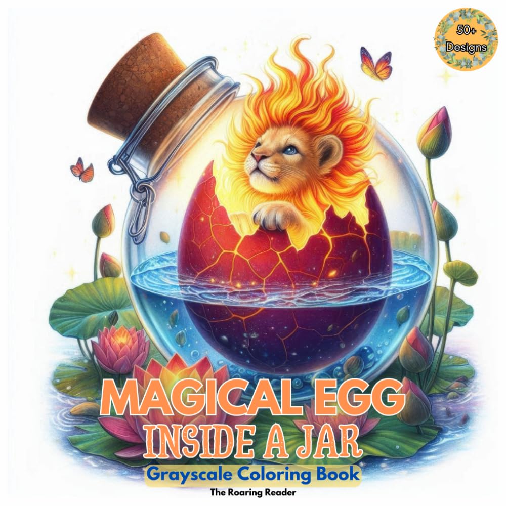 Magical Eggs Inside a Jar Grayscale Coloring Book: Mythical Cute Animals Emerging from Enchanted Eggs for Stress Relief and Joy (Whimsical world inside small things.)