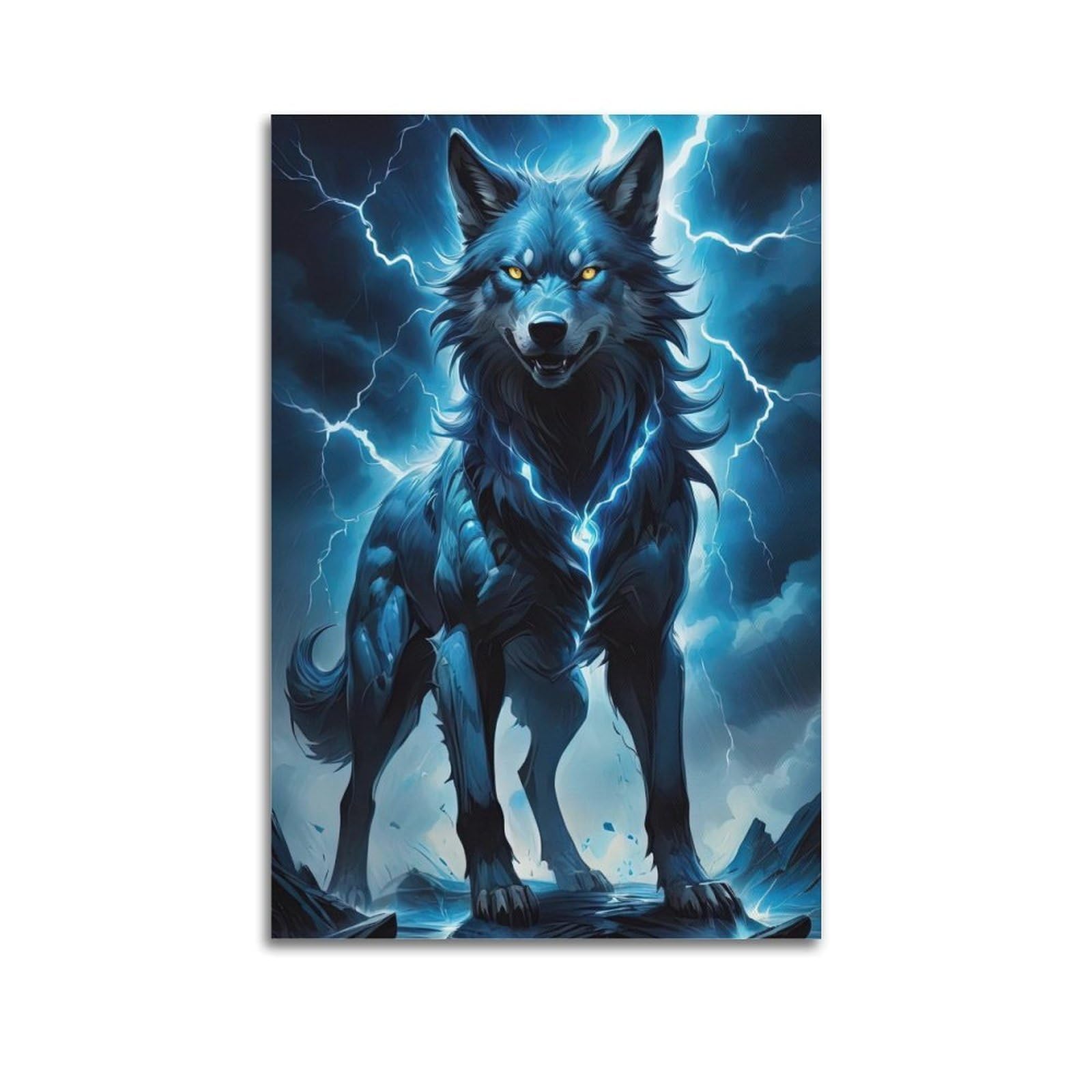 WZKTCL Animal Poster Glowing Wolf Poster Decorative Painting Canvas Wall Posters And Art Picture Print Modern Family Bedroom Decor Posters 20x30inch(50x75cm)