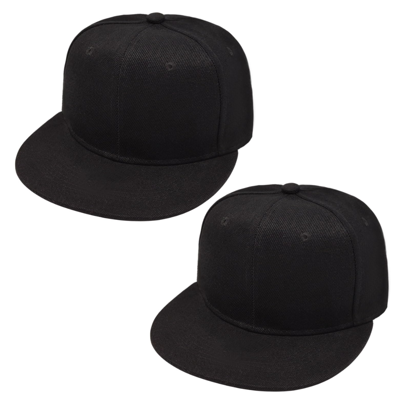 2 Pièces Casquette Snapback Homme & Femme, Classique Snapback Chapeau, Casquette de Baseball Réglable, Casquettes de Baseball pour Voyage en Plein Air, Golf Hat Motorcycle Trucker Cap (Noir)