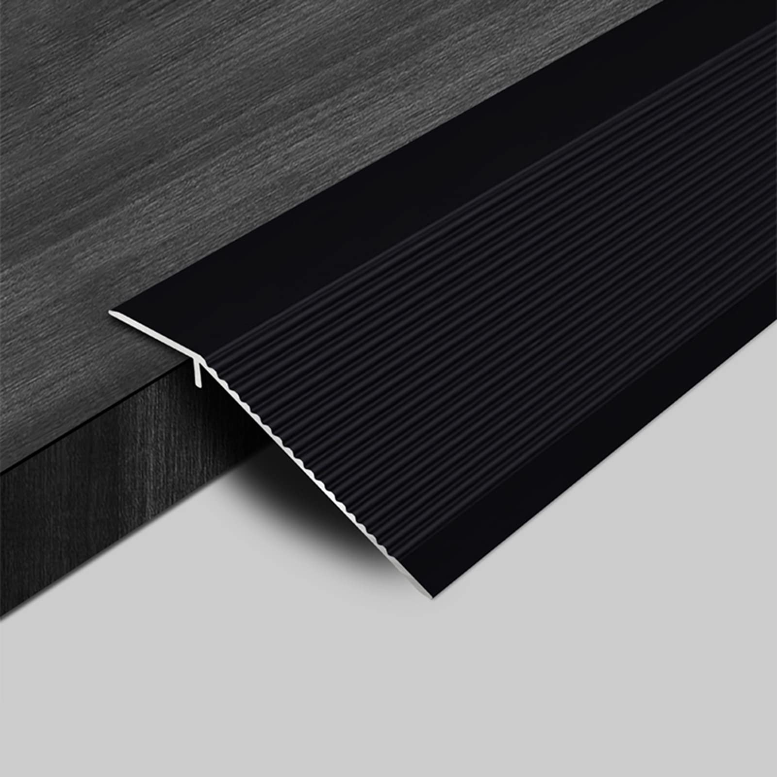 Remys Black 10Cm/3.9In Wide Floor Seams Transition Strip,Aluminum Alloy Thresholds Ramp Strip Dor Indoor Doorway, Hardwood Flooring Edging Trim(,90Cm/35.4In)