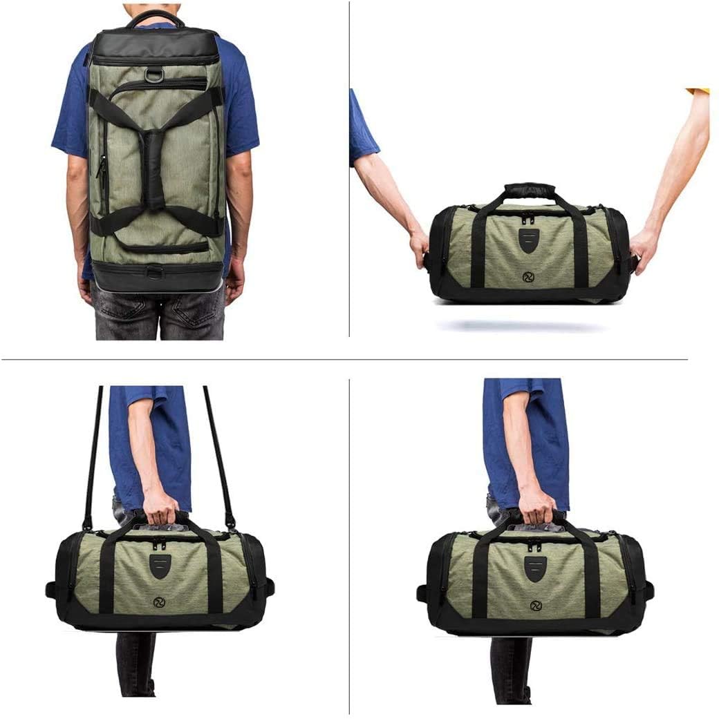 Borsone da palestra zaino impermeabile sportivo borsone da viaggio borsa da viaggio per uomo donna borsa da notte con scomparto per scarpe grigio, Verde-a., Medium 45l, Campagne