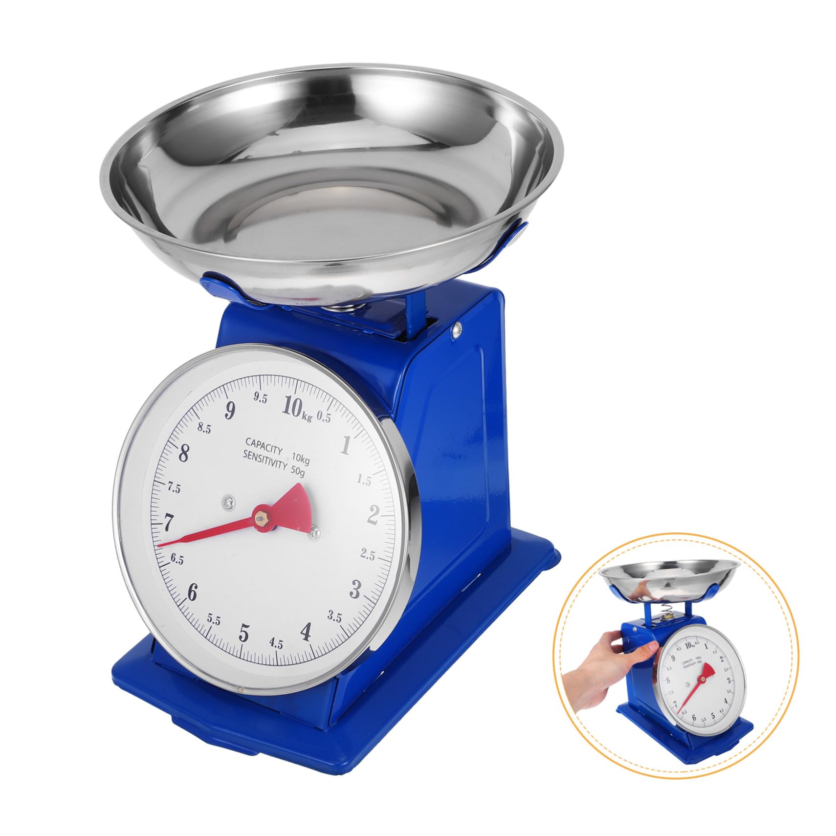 Báscula Mecánica de Cocina de 10 Kg con Bandeja Desmontable de Acero Inoxidable Vintage y Dial Resistente y Uso Versátil para Preparación de Comidas
