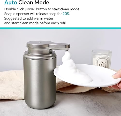 Miniatura 5 de Dispensador automático de jabón de acero inoxidable sin contacto dispensador de jabón espumoso para baño, bomba de jabón de manos recargable