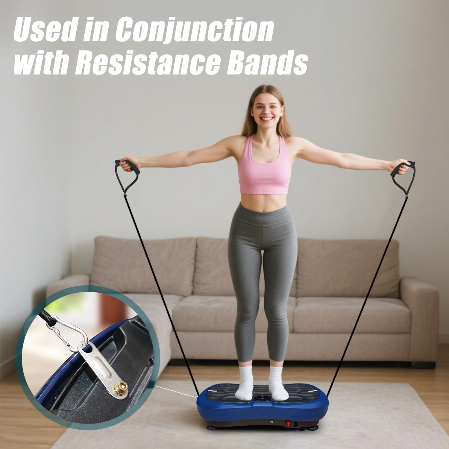 Triclicks Fitness Pedane Vibranti Ultra Slim , Piattaforma Vibrante , Fitness Pedana Vibrante e Oscillante | Altoparlanti Bluetooth | 2 Elastici | Telecomando | Musica | 180 Livelli | Portatile