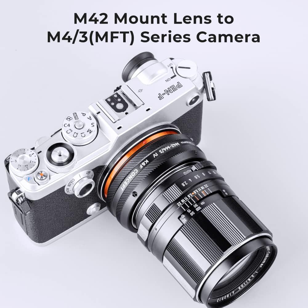 K&F Concept Lens Mount Adapter M42-M4/3 IV Manual Focus Compatible with M42 Lens and Micro Four Thirds (M4/3) Mount Camera Body