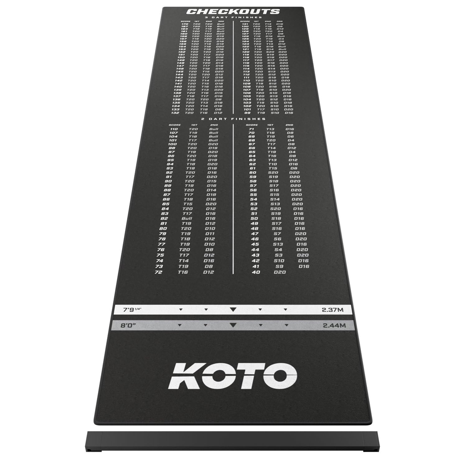 KOTO darts Oche Carpet Checkout 285 x 80 cm - Carpet - Professional Mat - Protect the Floor and - with Score and Oche Indicator - The calculator makes it easy for you to math!