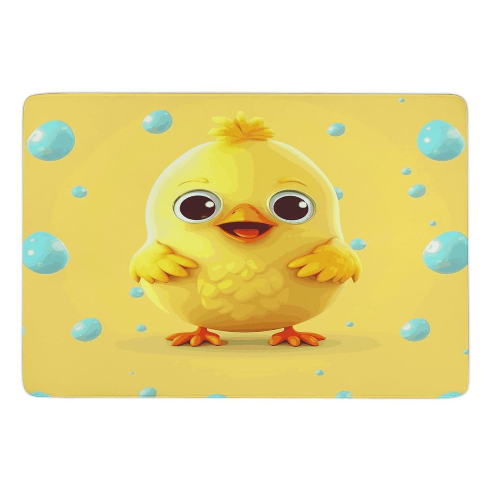 Tapis de salon jaune à imprimé poulet en velours corail doux