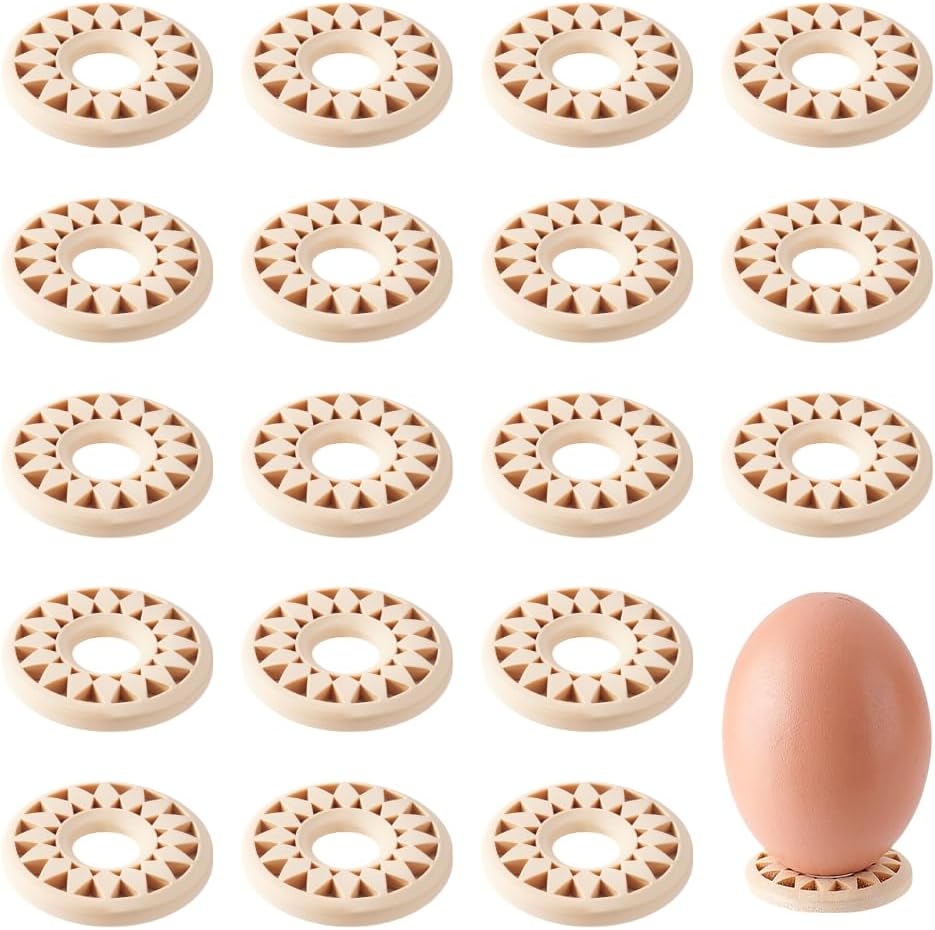 UNICRAFTALE 18Pcs Wooden Crystal Ball Stand Navajo White Sphere Display Holder Egg Rocks Stand Flower Stone Rock Display for Gemstone Nature Stone Home Decor, Ineer Diameter 17.5mm
