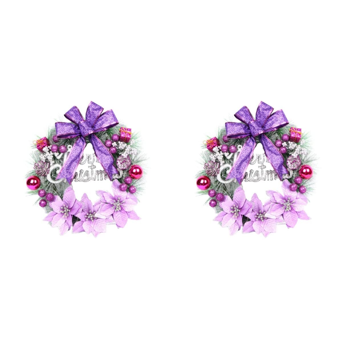 Couronne de Noël pour porte d'entrée violette : décoration chic de fenêtre