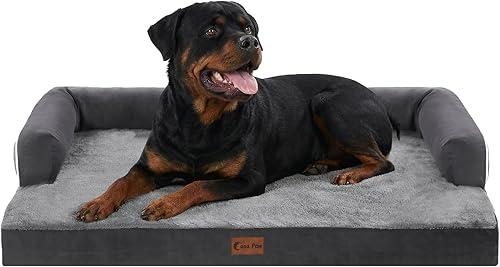 Miniatura 37 de Cama ortopédica para perros extragrandes, cama de espuma XL con forma de caja de huevos impermeable con lados 45x35 pulgadas, cama de sofá para