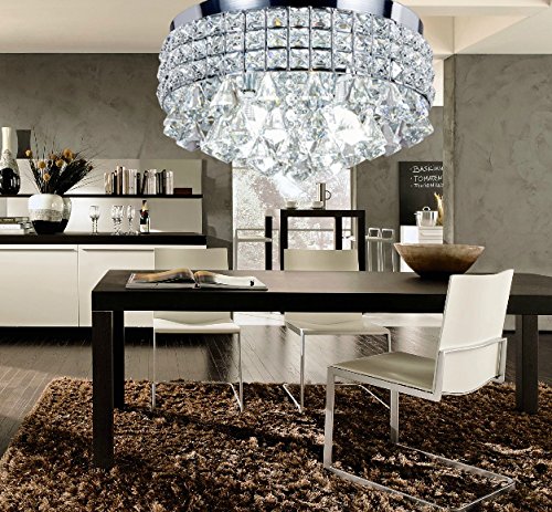 New Galaxy 4-Light Chrome Finish Metal Shade Flushmount Crystal Chandelier Ceiling Fixture #TOP4