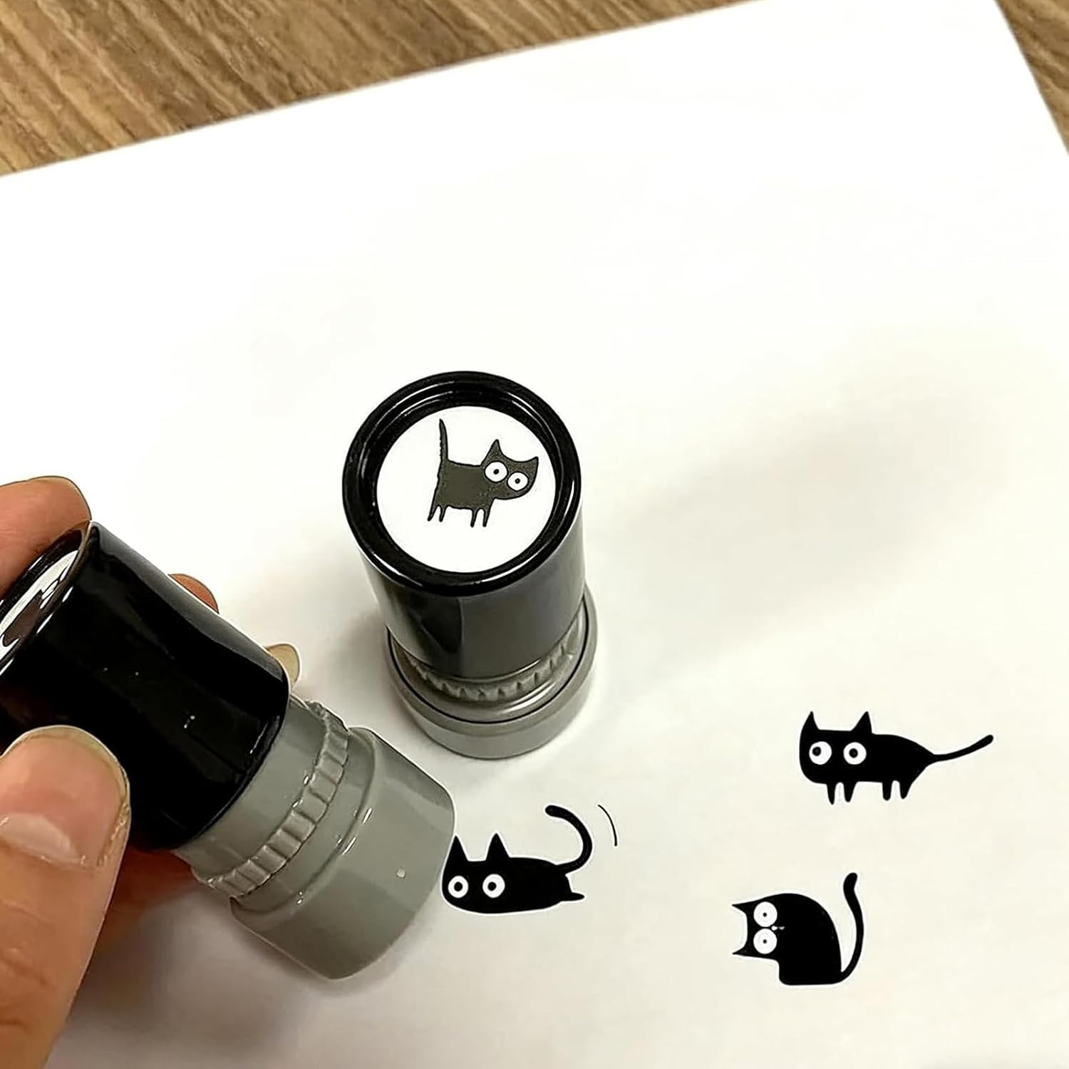 Cat Pattern Stamp, Cat Stamps Self Inking, Mini Kitten Stamp Set for Journals, Scrapbook, Cards & Teacher Rewards, Black Cats Decorative Stamps (1 Set)