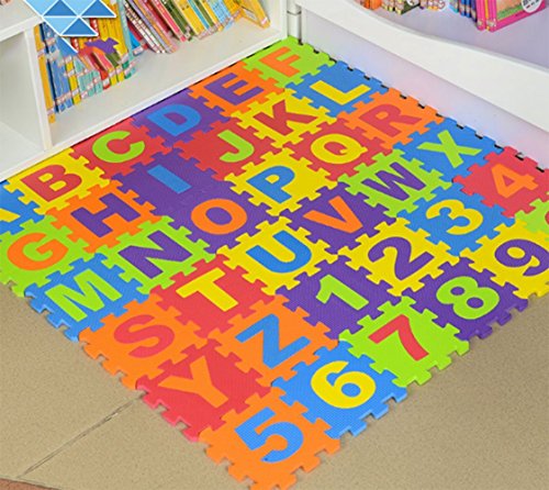 Preisvergleich Produktbild wengckj ABC Puzzlematte Candy / schadstofffrei / Spielmatte aus 36 Puzzlequadraten mit insg. Teilen / hautfreundlicher Eva-Schaumstoff von casa pura