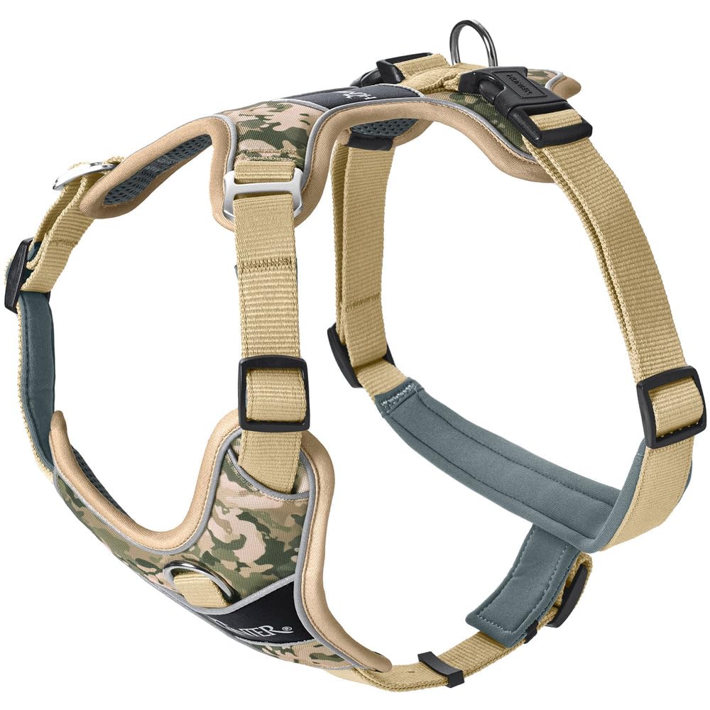 Hunter Geschirr DIVO Camouflage, Farbe: beige, ergonomisch geformt, 5-Fach verstellbar, mit Aluminium-Schnallen, atmungsaktiv gepolstert, 3M Scotchlite reflektierend, Größe: L-XL