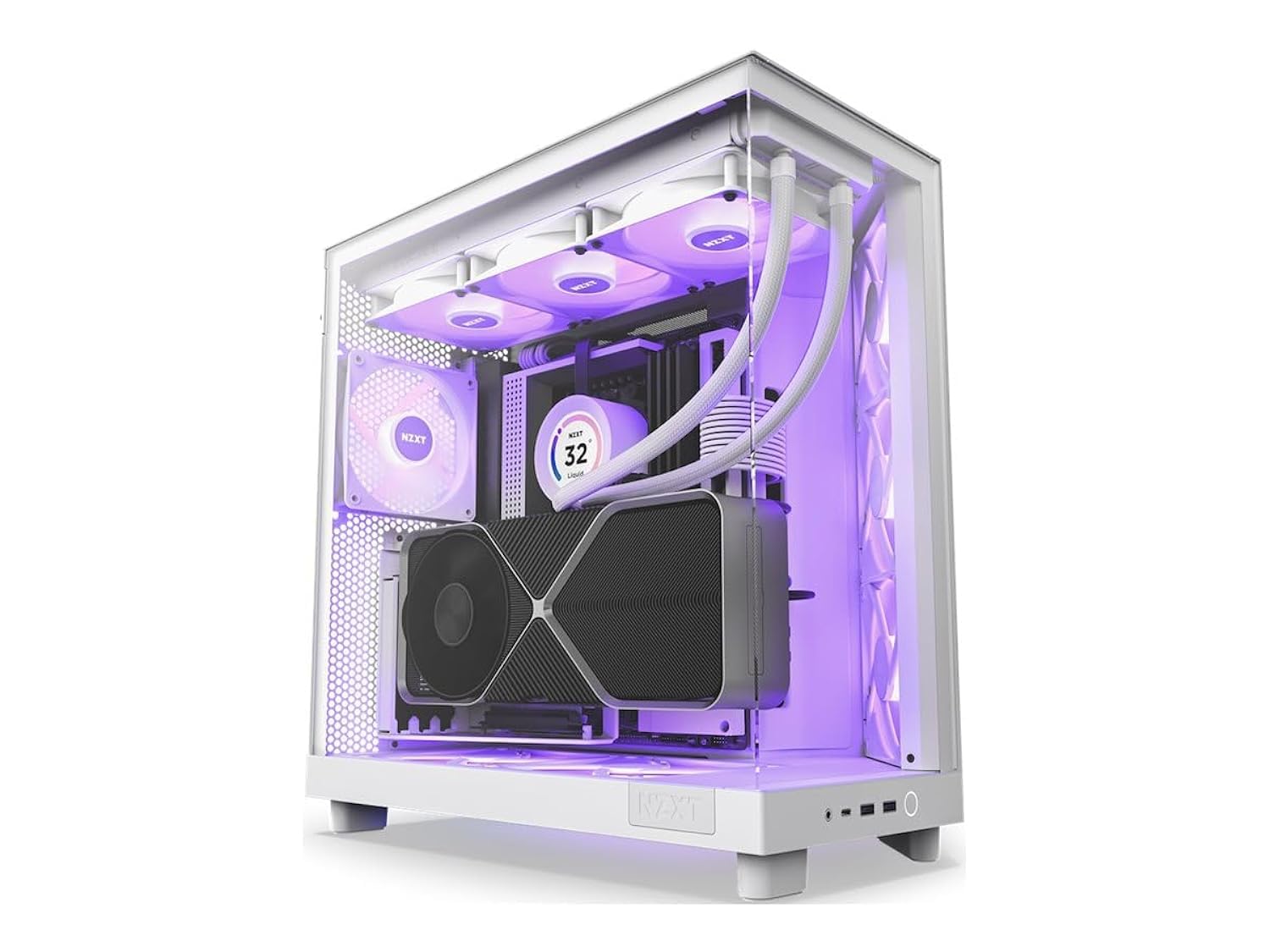 H6 Flow RGB Mid Tower Crystal Templado USB-C White